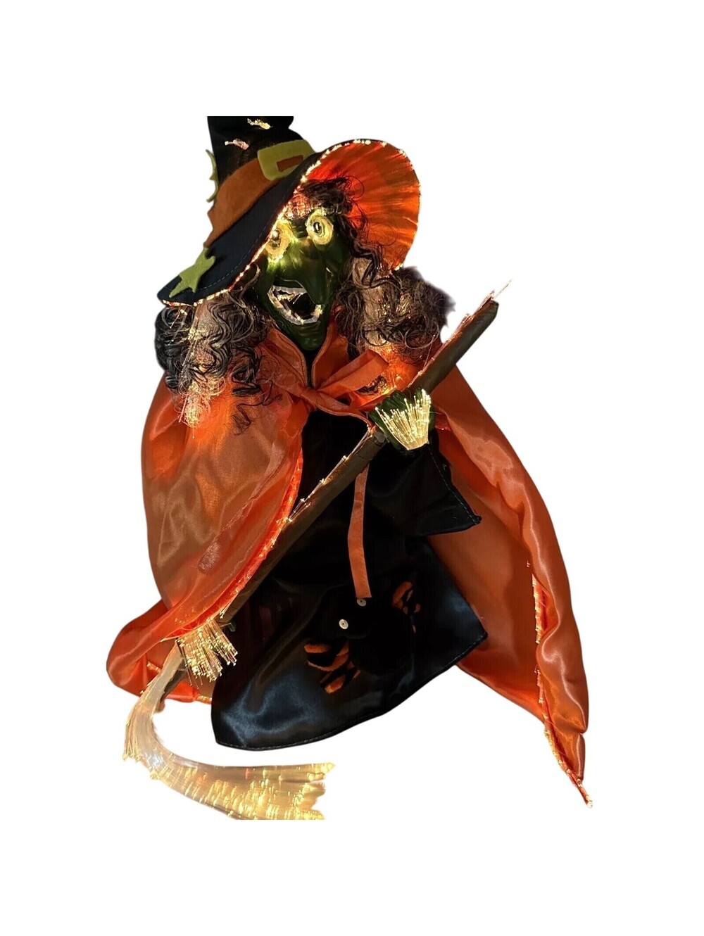 Fiber Optic Halloween Witch Light Up Lamp Decor 18" 5 Colors Spider vintage